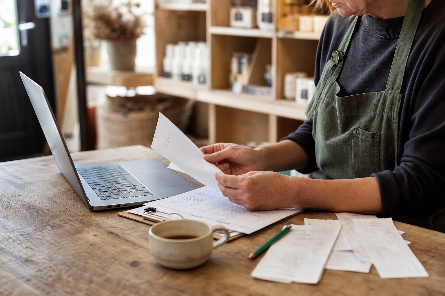 Zakelijke werktafel met documenten en rekenkaart